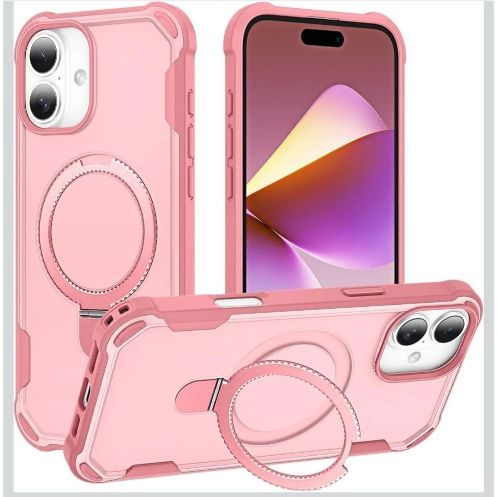For iPhone 16 Plus Rugged Magnetic Ring Stand Case Cover